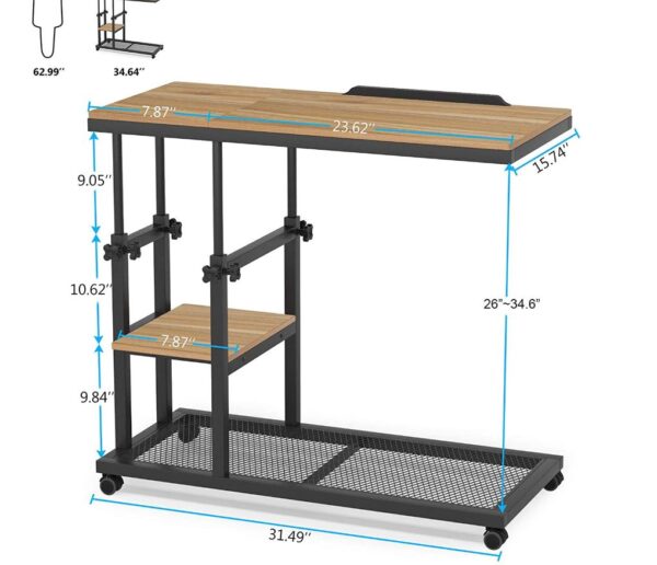 Mobile Snack Side Table with Tiltable Drawing Board - C Table - Image 4