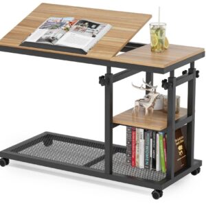 Mobile Snack Side Table with Tiltable Drawing Board – C Table