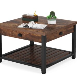 Two-Tier Wood Square Center and Coffee Tables