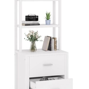 Tall Bedside Tables with 2 Drawers & Storage Shelves – Nightstand