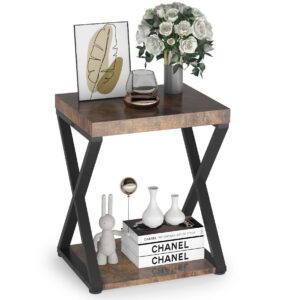 Industrial 2-Tier Side Table Nightstand – End Table