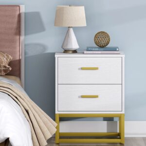 Modern Sofa Side Table, 2 Drawers Nightstand – End Table