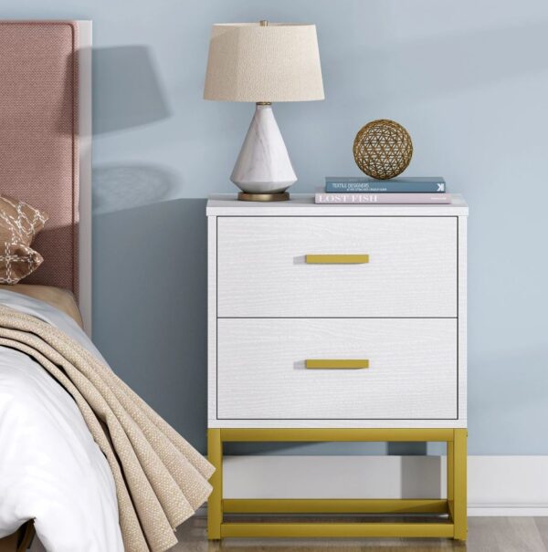 Modern Sofa Side Table, 2 Drawers Nightstand - End Table - Image 2