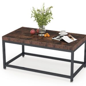 Simple Rectangle Center and Coffee Table – Rustic Brown