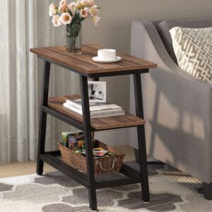 3-Tier Vintage Bed Side Table Night Stand – End Table (Rustic Brown)