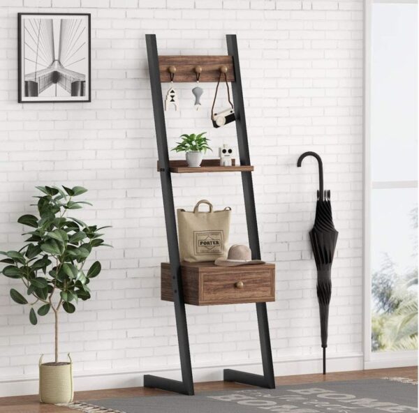 Industrial Tall Nightstand with Drawer - Multifunctional Storage Shelf - Image 2