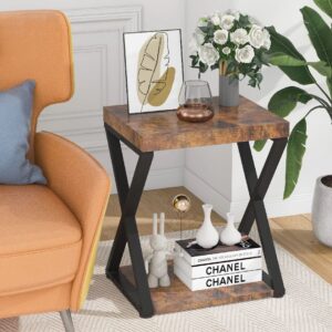 Industrial 2-Tier Side Table Nightstand – End Table