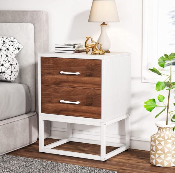 Modern Sofa Side Table, 2 Drawers Nightstand - End Table - Image 3