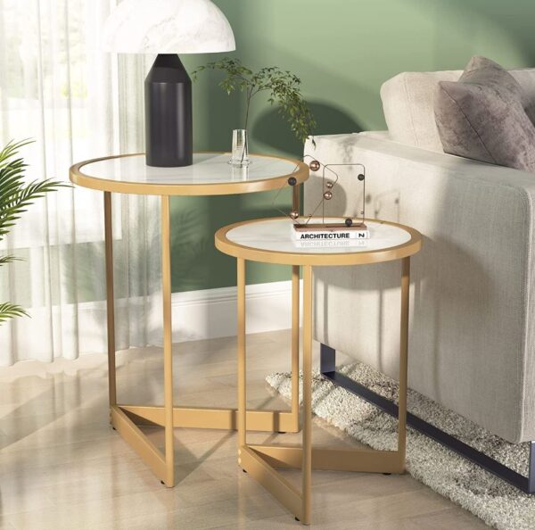 Modern Round Nesting Set End & Side Tables - Set of 2 - Image 2