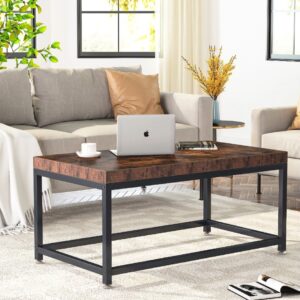 Simple Rectangle Center and Coffee Table – Rustic Brown