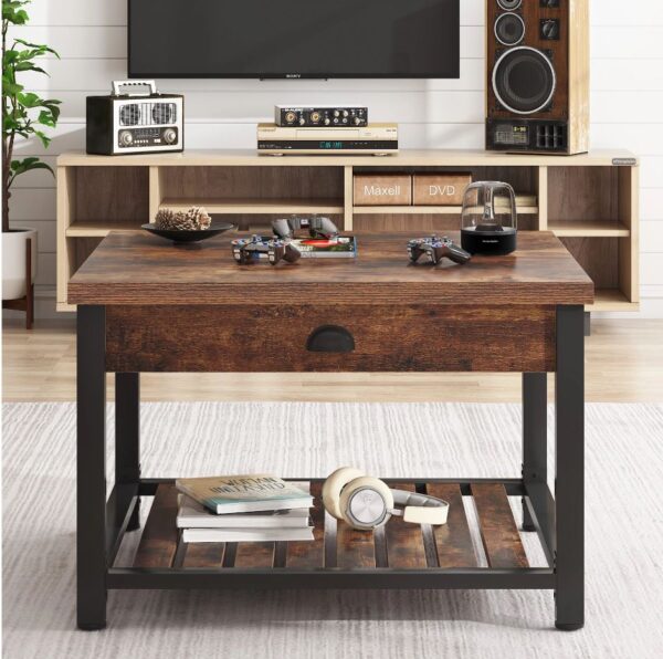 Two-Tier Wood Square Center and Coffee Tables - Image 3