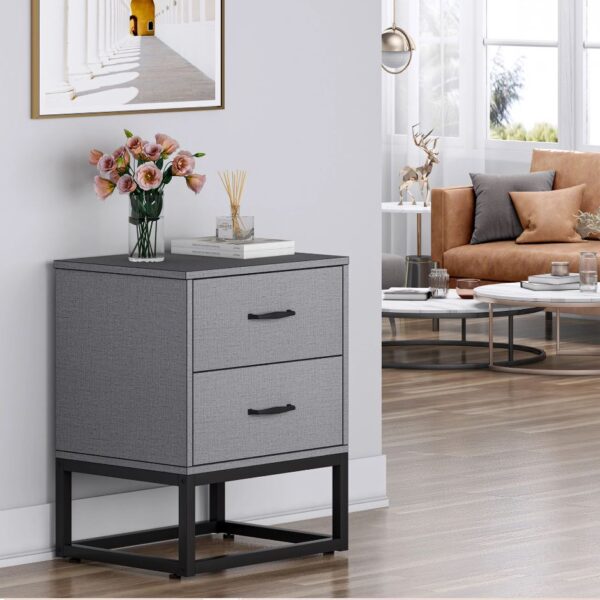 Modern Sofa Side Table, 2 Drawers Nightstand - End Table - Image 4