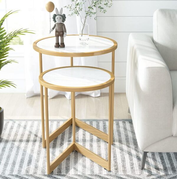 Modern Round Nesting Set End & Side Tables - Set of 2 - Image 3