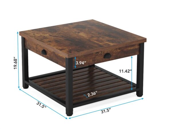 Two-Tier Wood Square Center and Coffee Tables - Image 4