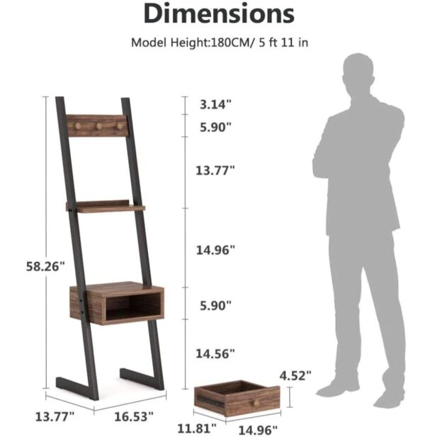 Industrial Tall Nightstand with Drawer - Multifunctional Storage Shelf - Image 4