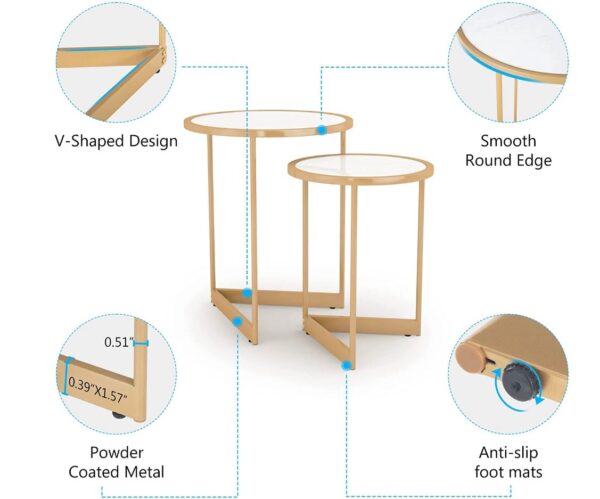 Modern Round Nesting Set End & Side Tables - Set of 2 - Image 4