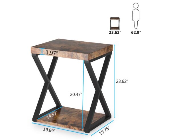 Industrial 2-Tier Side Table Nightstand - End Table - Image 5