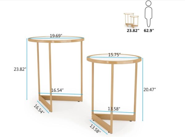 Modern Round Nesting Set End & Side Tables - Set of 2 - Image 5